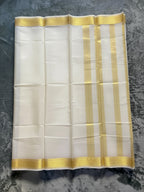 Exquisite Pure Bengaluru Silk Crepe Saree with Intricate Gold Zari Border
