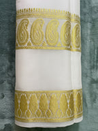 Exquisite Pure Bengaluru Silk Crepe Saree Rich Gold Bentex Border | Paisley Motif