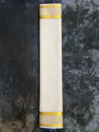 Exquisite Pure Bengaluru Silk Crepe Saree with Gold Border | Rhythmic Patterns