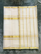 Exquisite Pure Bengaluru Silk Crepe Saree with Golden Zari Bentex Border | Half n Half