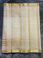 Exquisite Pure Bengaluru Silk Crepe Saree with half n half Golden Zari Border | Ornamental Patterns