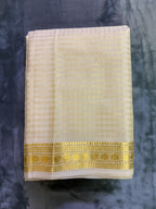 Exquisite Pure Bengaluru Silk Crepe Saree with Rudrakshi Golden Zari Border | Checks Patterns