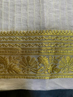 Exquisite Pure Bengaluru Silk Crepe Saree with Golden Zari Border | Zari Dots | Rich Pallu