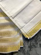 Exquisite Pure Bengaluru Silk Crepe Saree with Golden Zari Border | Minimalist