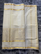 Exquisite Pure Bengaluru Silk Crepe Saree with Golden Zari Bentex Border | Patterned Drops
