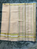 Exquisite Pure Bengaluru Silk Crepe Saree with Golden Zari Bentex Border | Patterned Checks