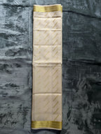 Exquisite Pure Bengaluru Silk Crepe Saree with Golden Zari Border | Subtle Stripes | Rich Pallu